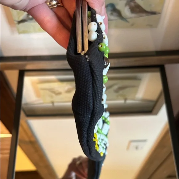 Chloe Black kiss lock Clutch with Colorful Beads - Picture 4 of 16